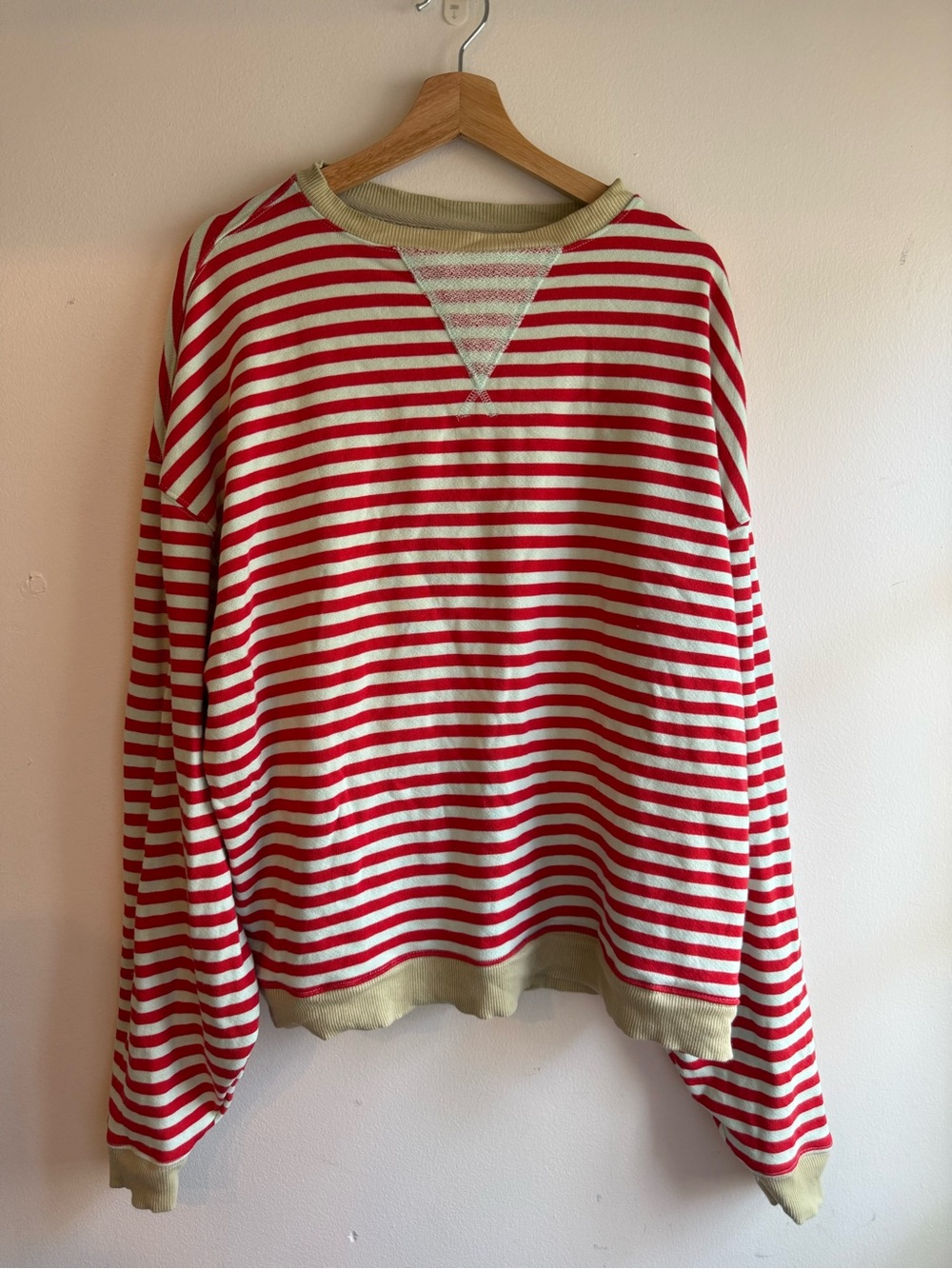 Free People Striped Red & Cream Pullover Sweatshirt